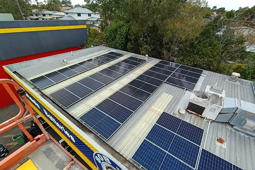 Rooftop solar panels on the Bob Jane T-Mart building at Browns Plains
